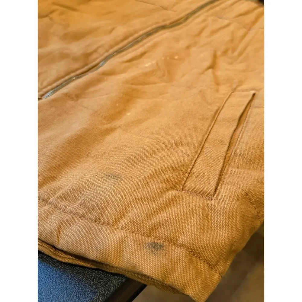 Wrangler Workwear Vest Men's L Tan Utility Zip Up Carpenter Outdoor Work